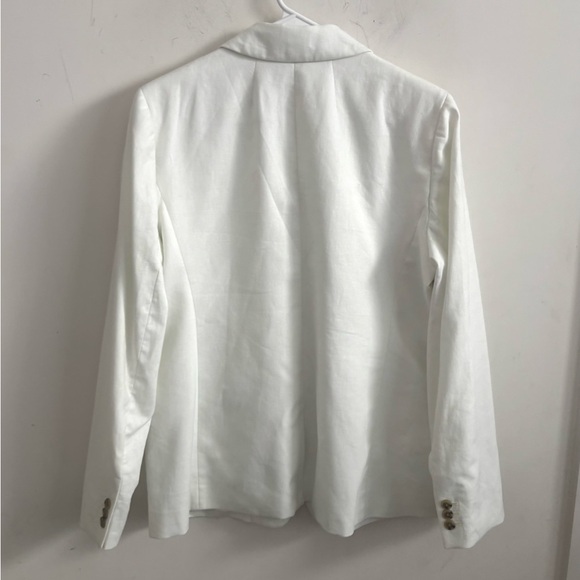 J.Crew Blazer Womens 14 Linen-blend one-button White Preppy Classic Career AL222 - Picture 3 of 6